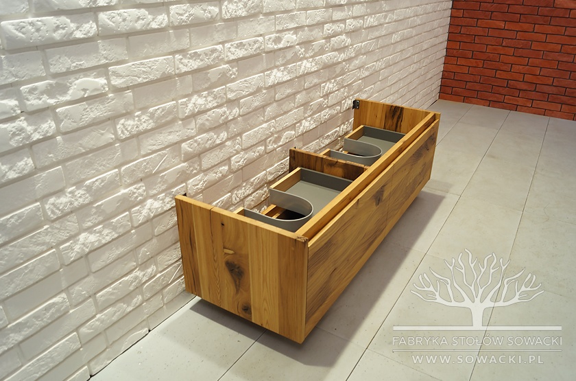 Industrialna szafka łazienkowa z prawdziwego drewna