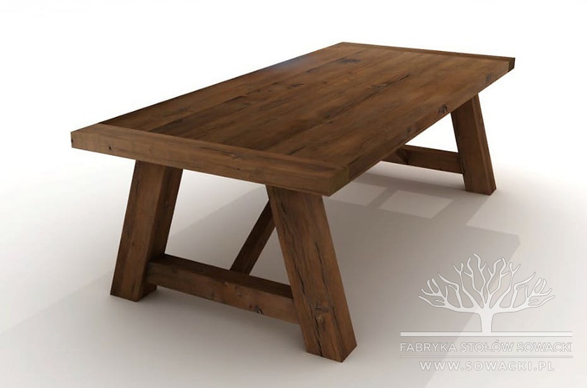 Duży stół biesiadny z litego drewna, w stylu loft