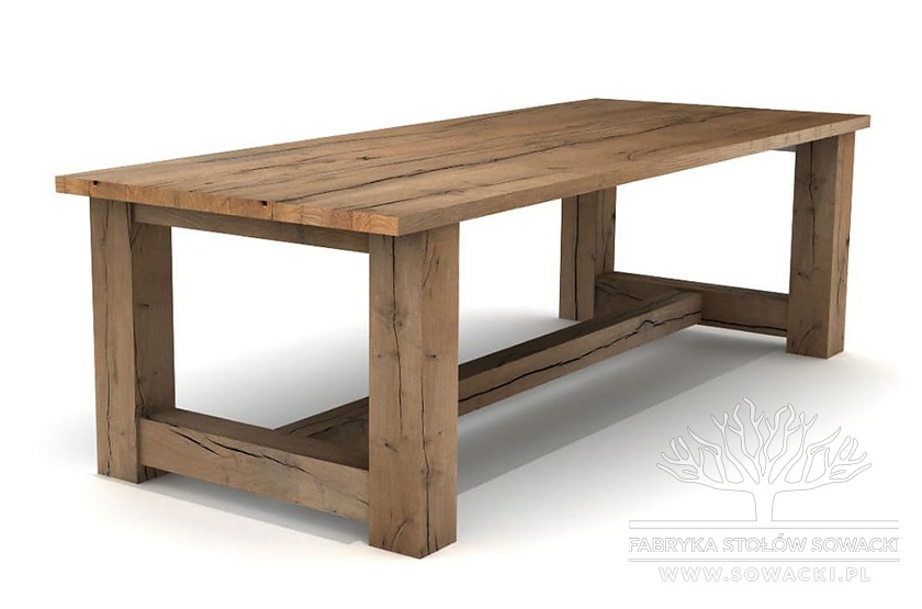 Stół w dawnym stylu, loftowy, z drewna rozbiórkowego