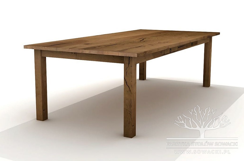 Tradycyjny stół industrialny, z litego drewna, do salonu